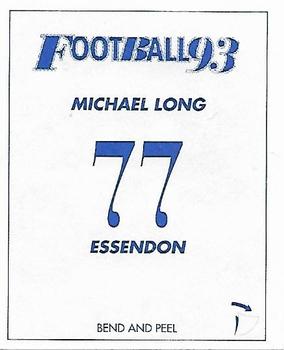1993 Select AFL Stickers #77 Michael Long Back